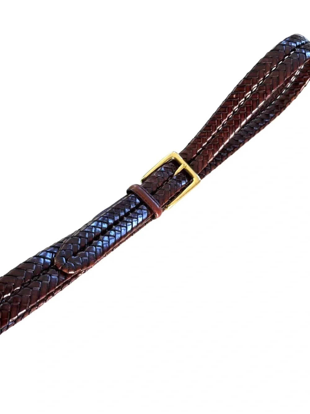 Vintage Brighton 98067 Brown Braided Leather Belt Sz 36 Solid Brass Buckle Nice
